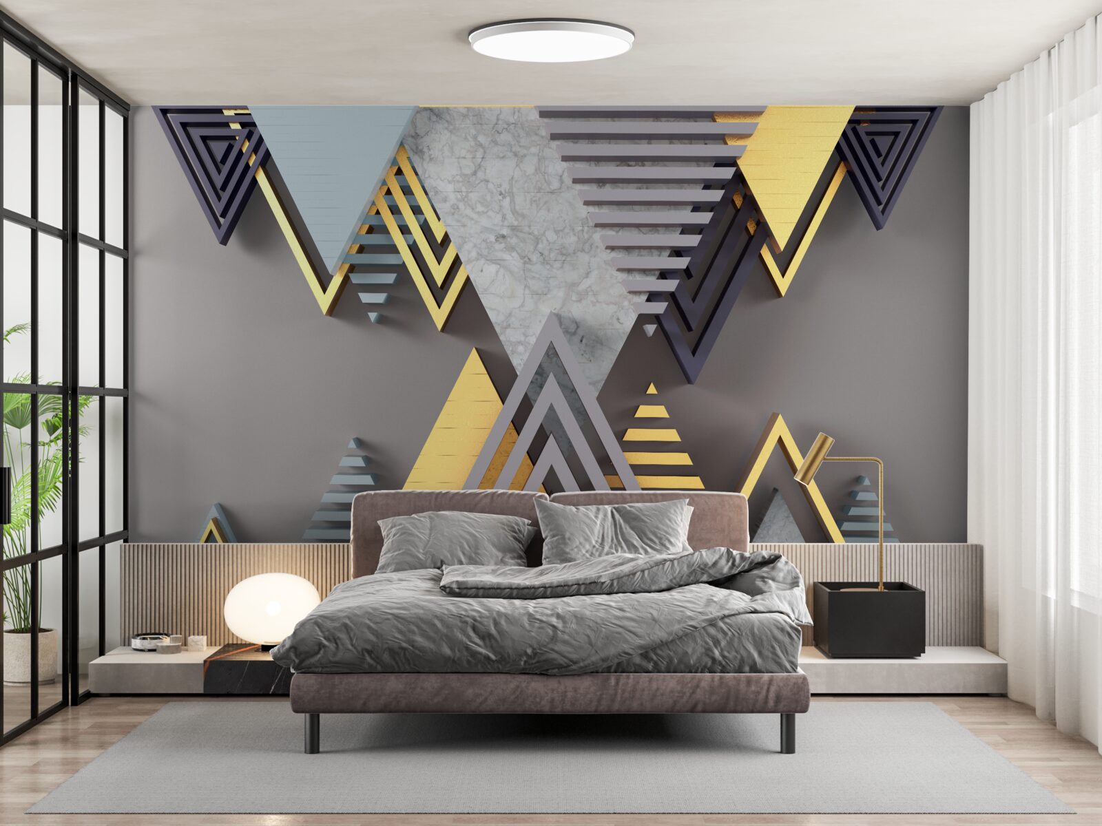 Papier peint différents triangles en forme et en couleur