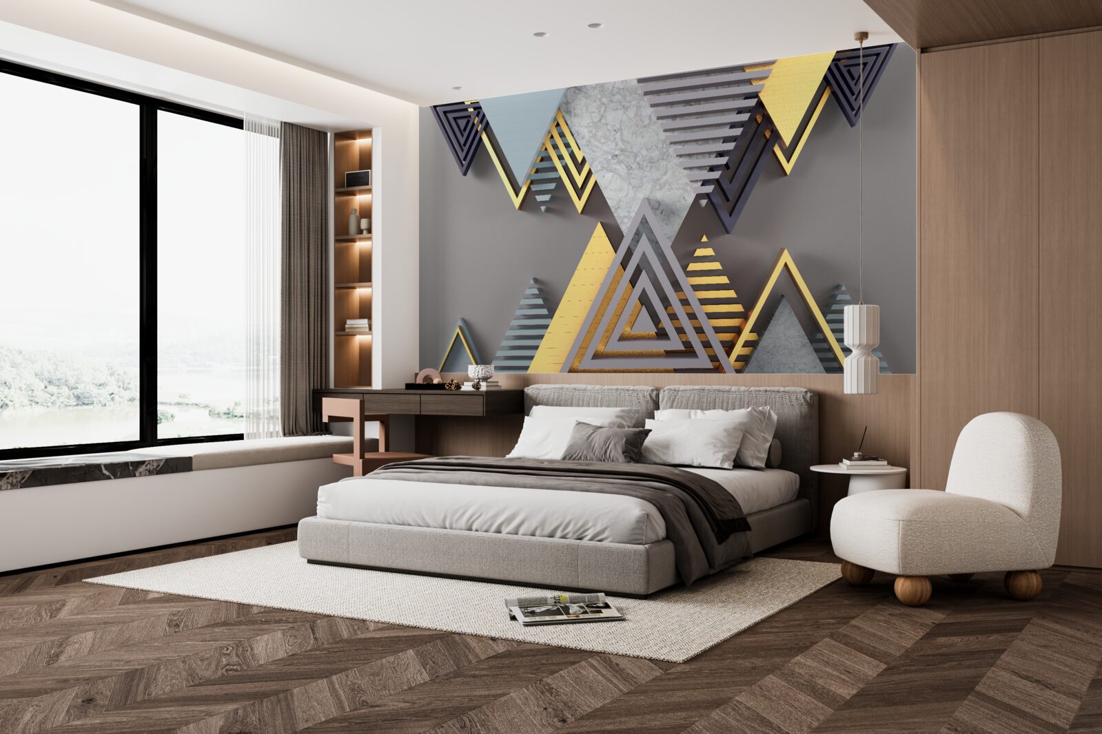 Papier peint différents triangles en forme et en couleur