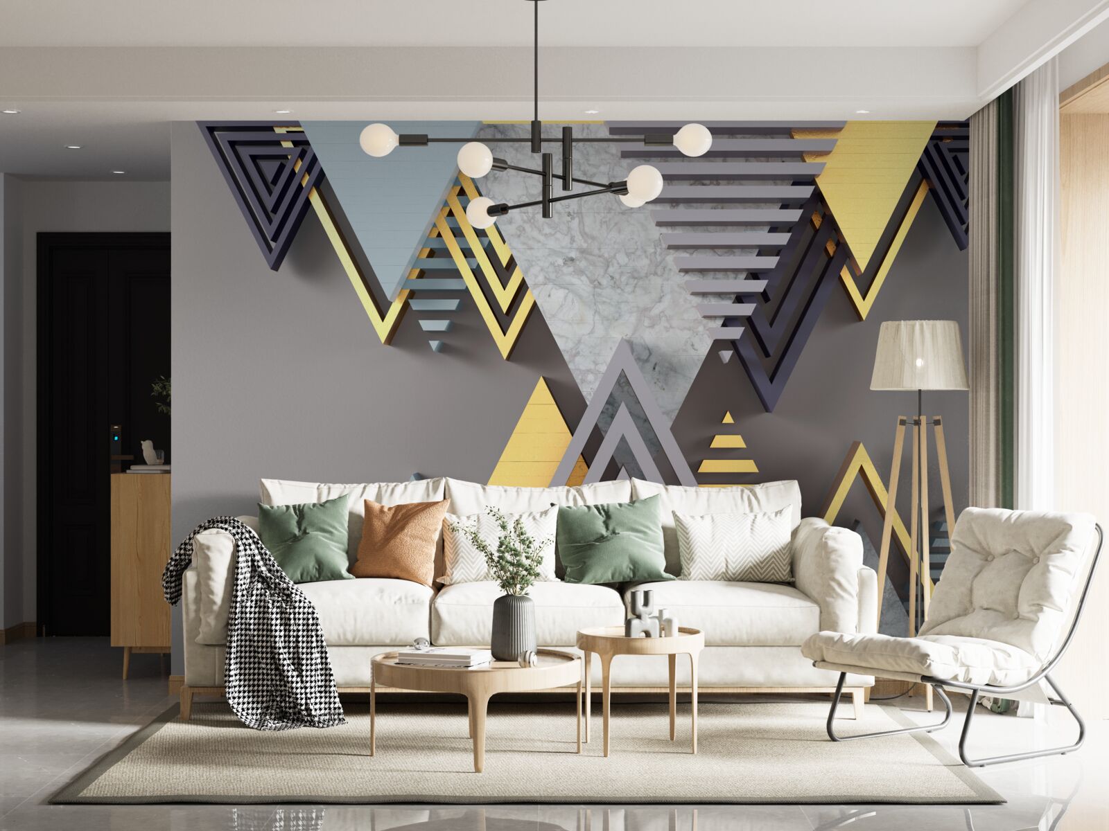 Papier peint différents triangles en forme et en couleur