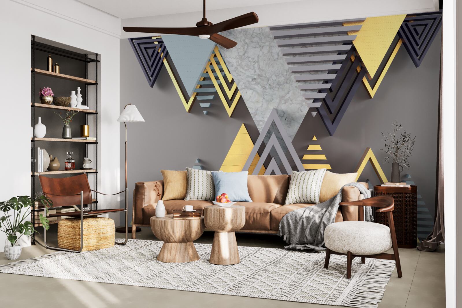 Papier peint différents triangles en forme et en couleur