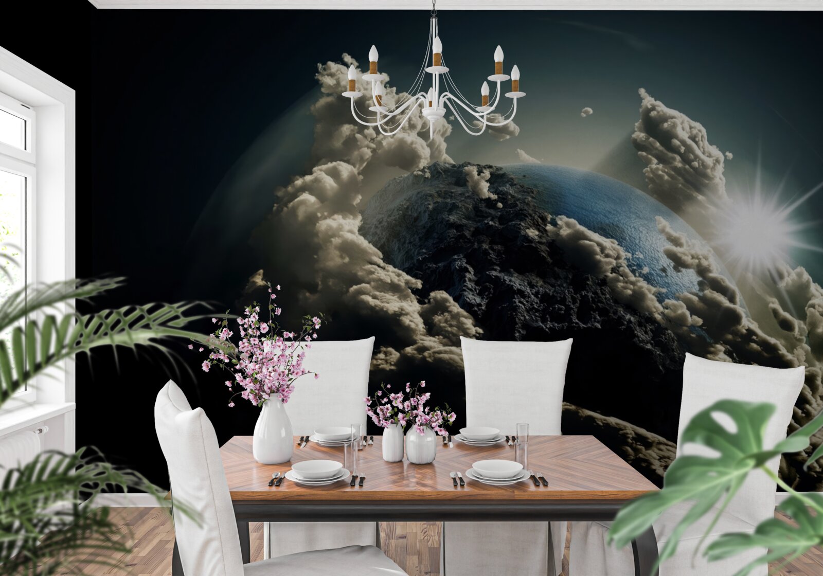 Papier peint les nuages entourent la terre