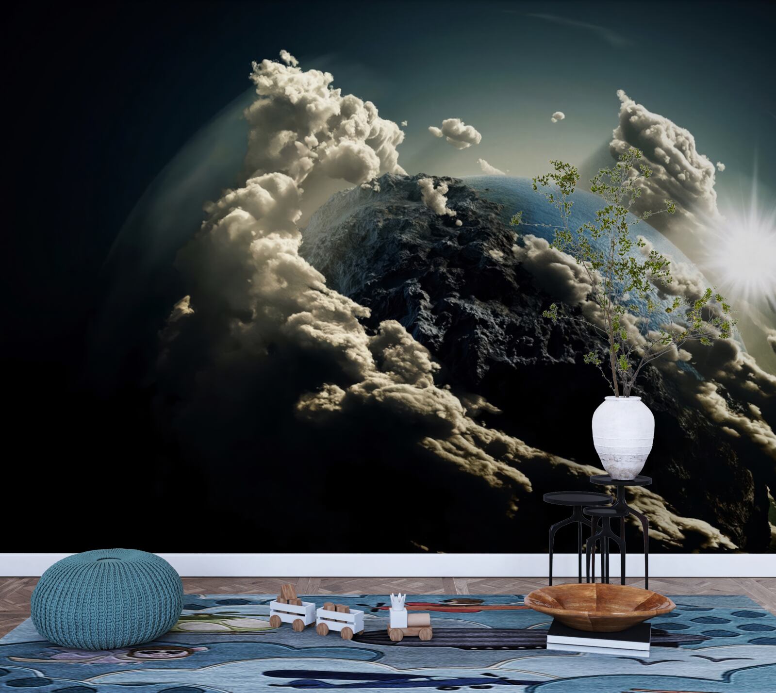 Papier peint les nuages entourent la terre