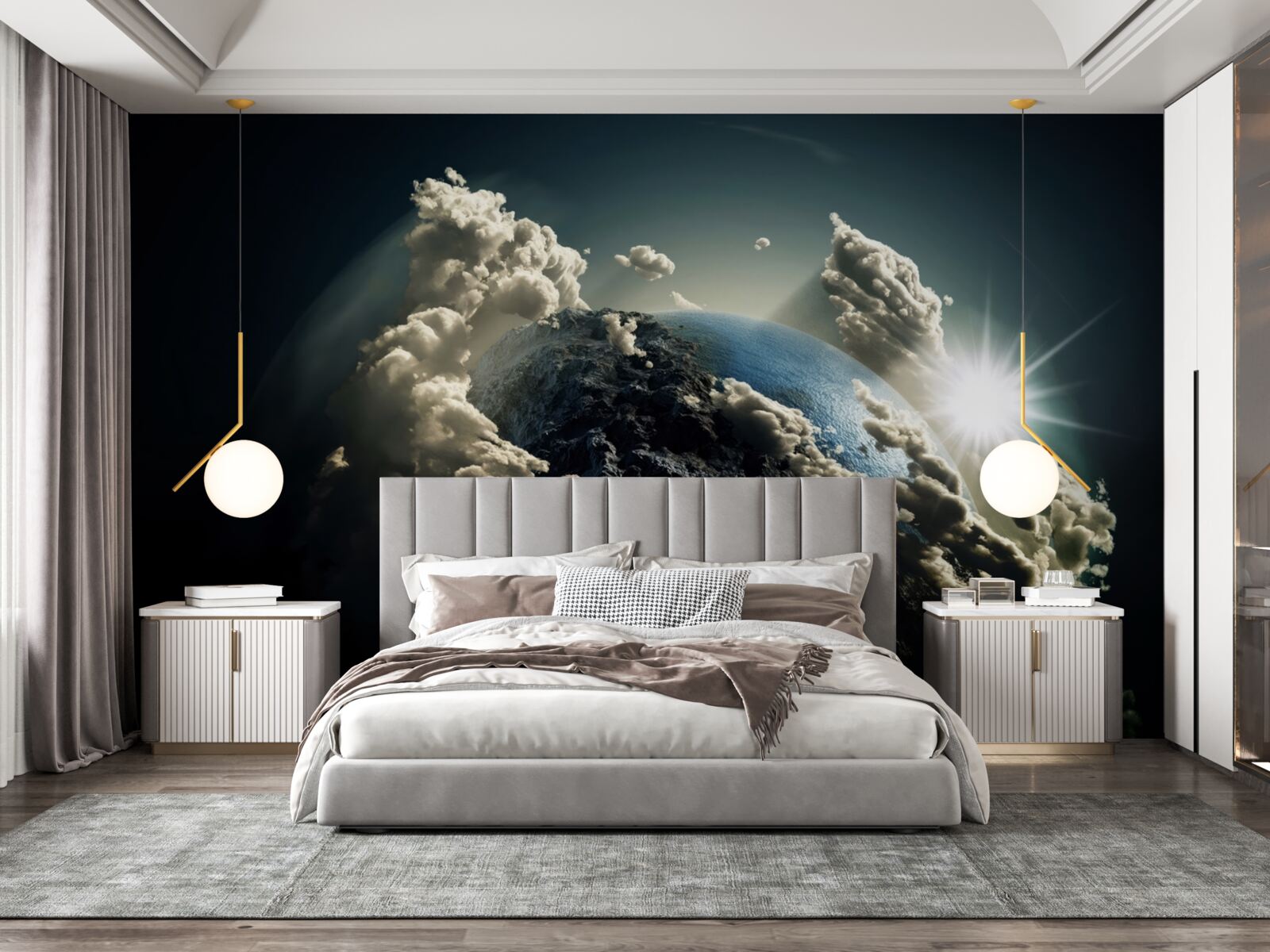 Papier peint les nuages entourent la terre