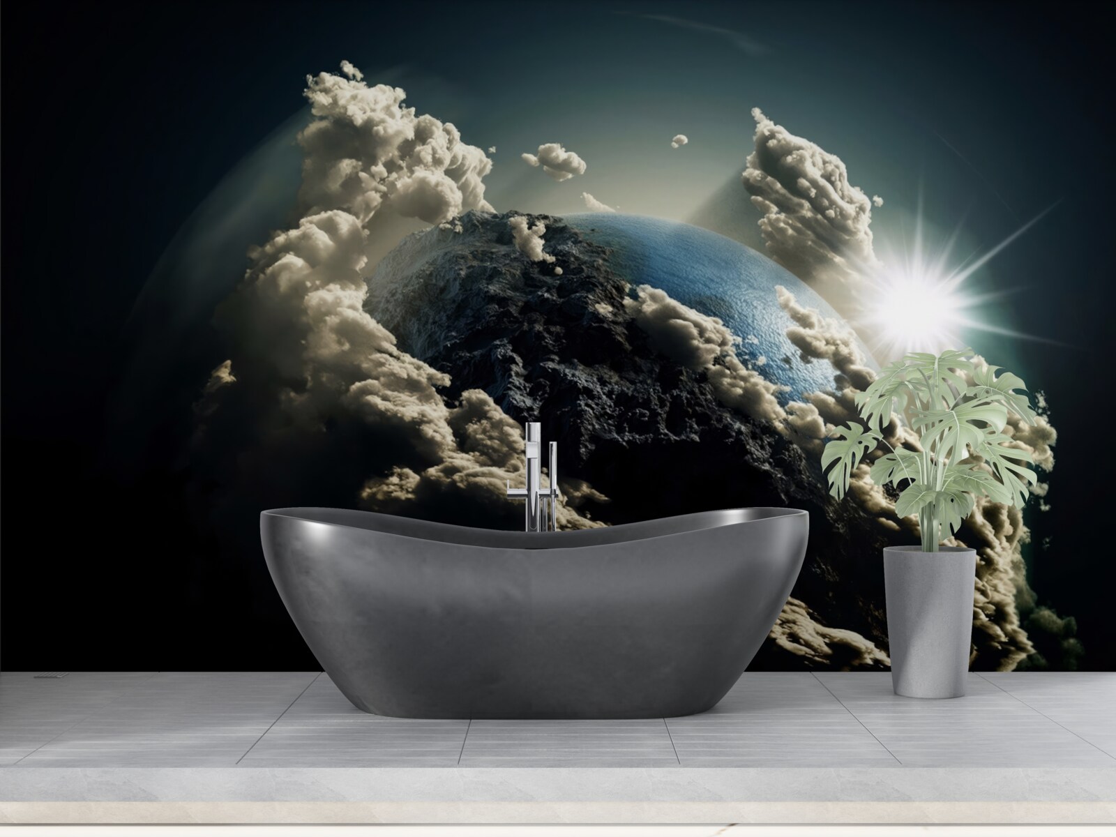 Papier peint les nuages entourent la terre