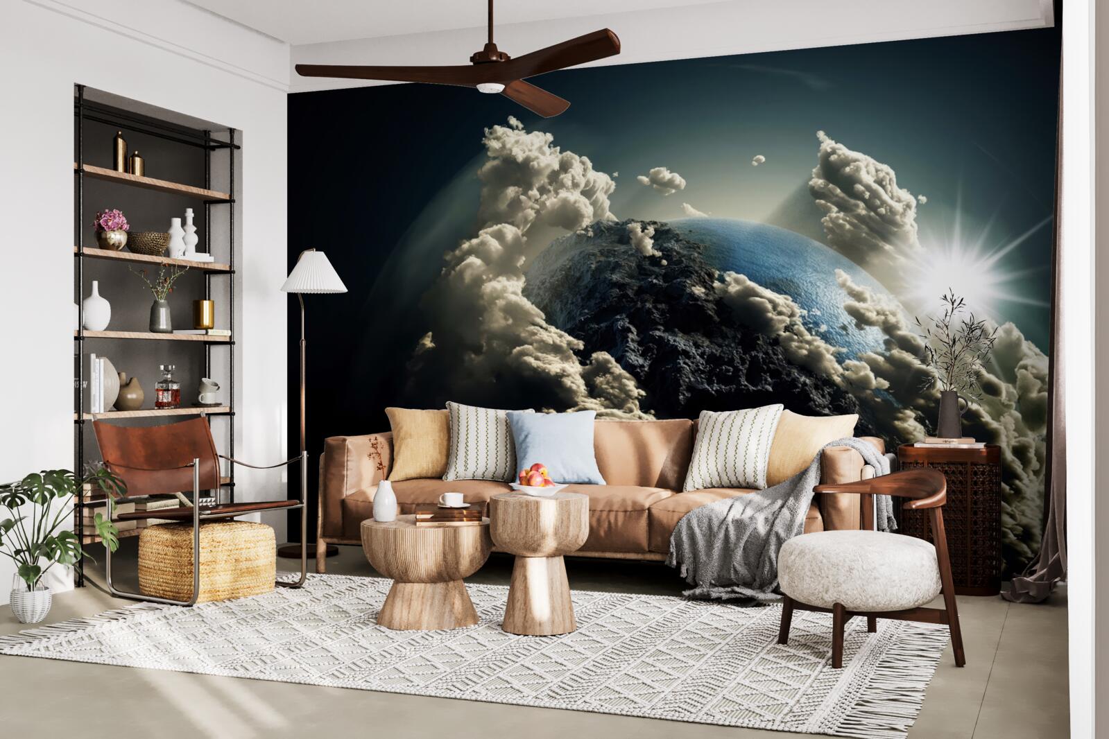 Papier peint les nuages entourent la terre