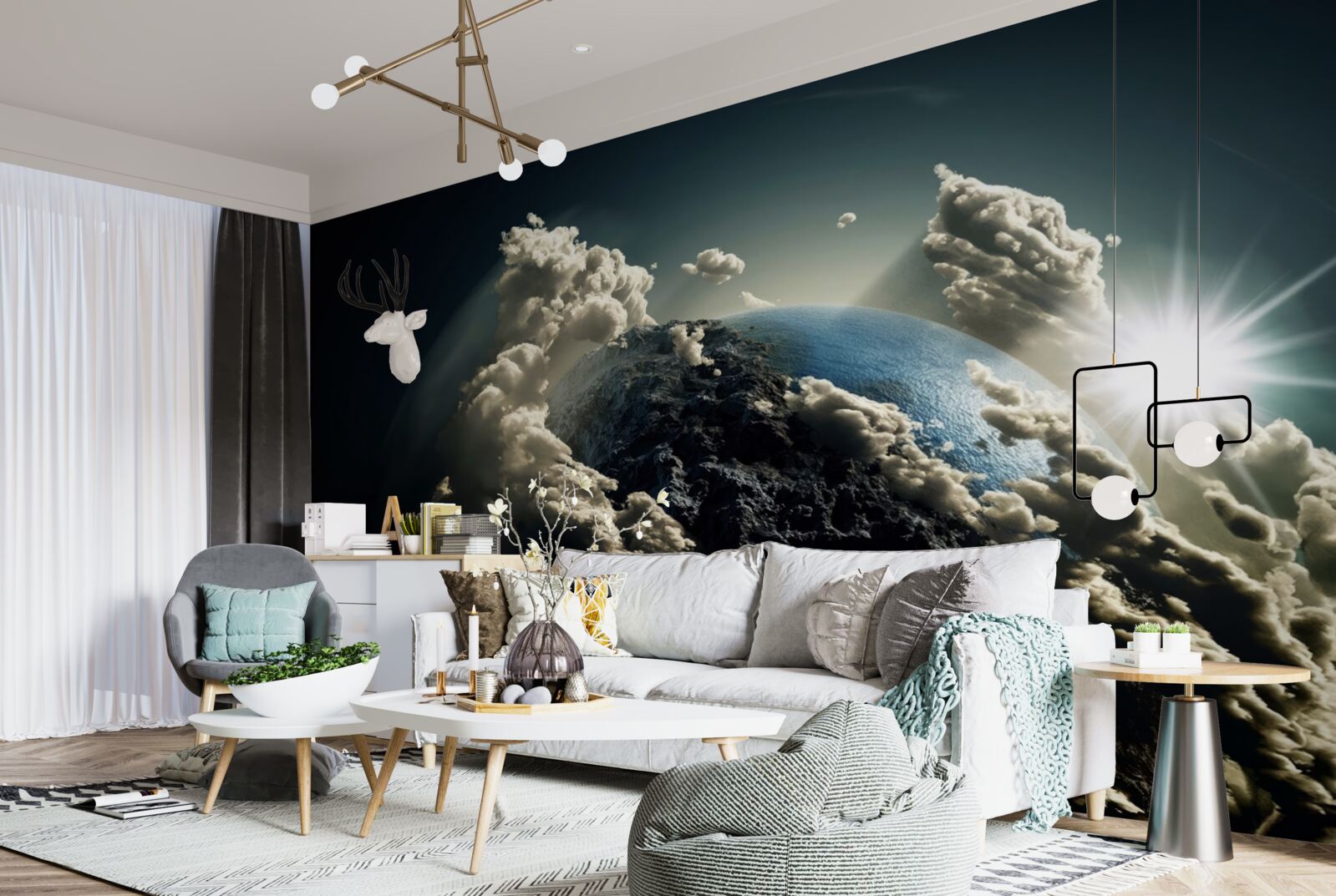 Papier peint les nuages entourent la terre