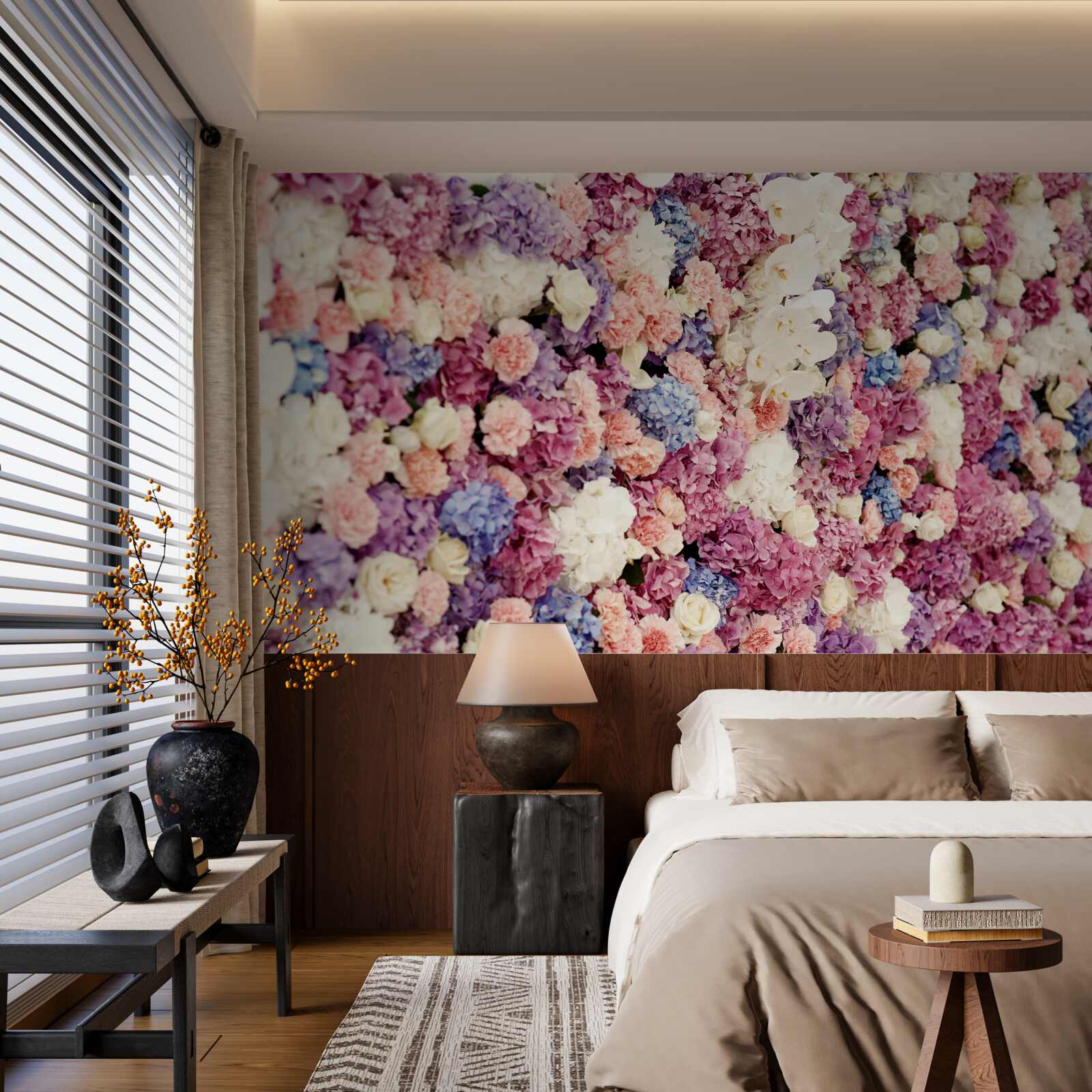 Papier peint fond de fleurs multicolores