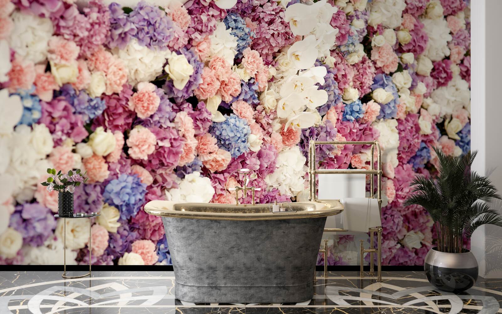 Papier peint fond de fleurs multicolores