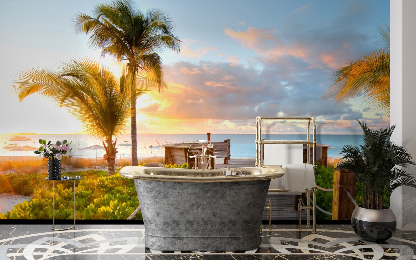 Papier peint passage menant à la mer