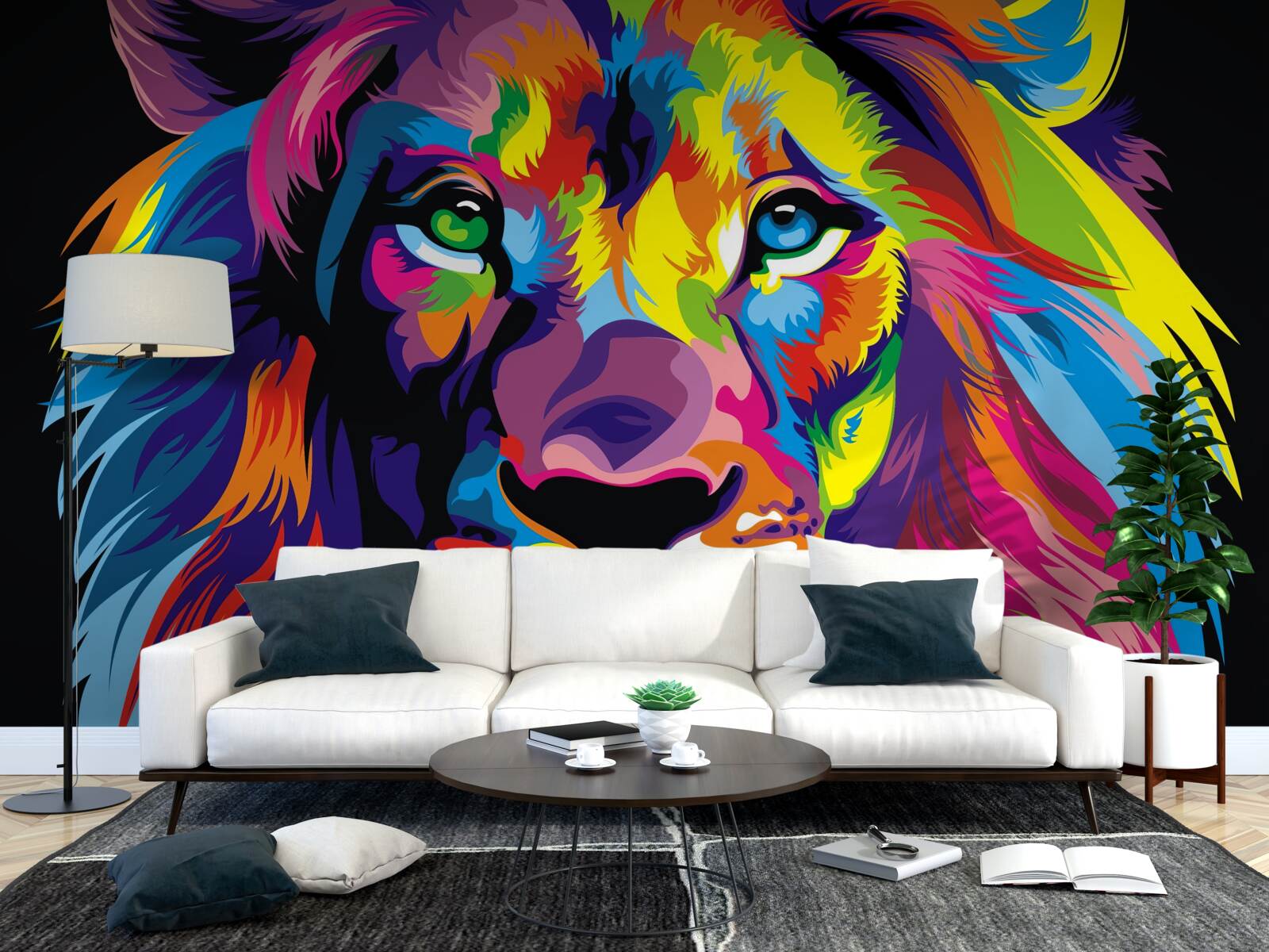 Papier peint image pop-art d'un lion