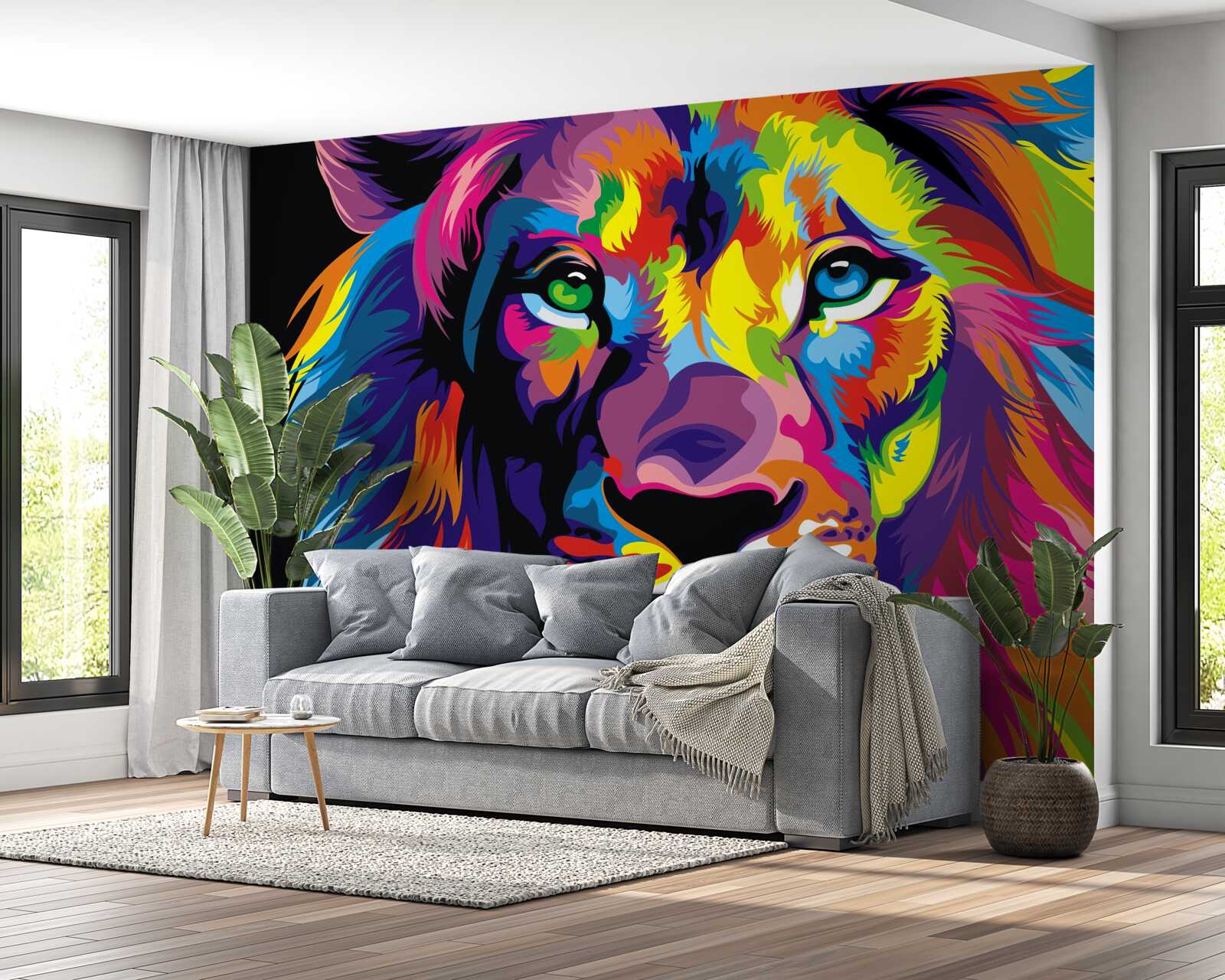 Papier peint image pop-art d'un lion