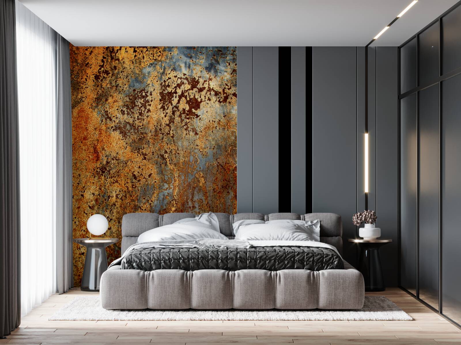 Papier peint une teinte dorée, comme si elle flottait dans l'eau