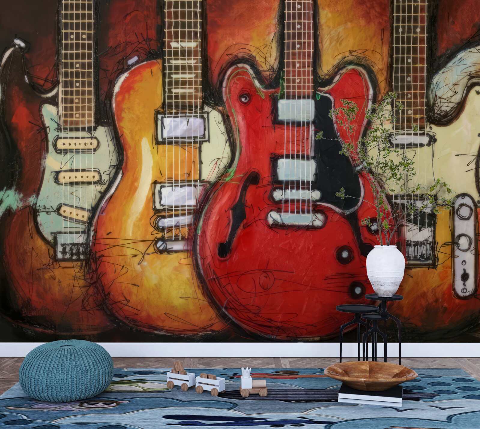 Papier peint guitares de différents modèles