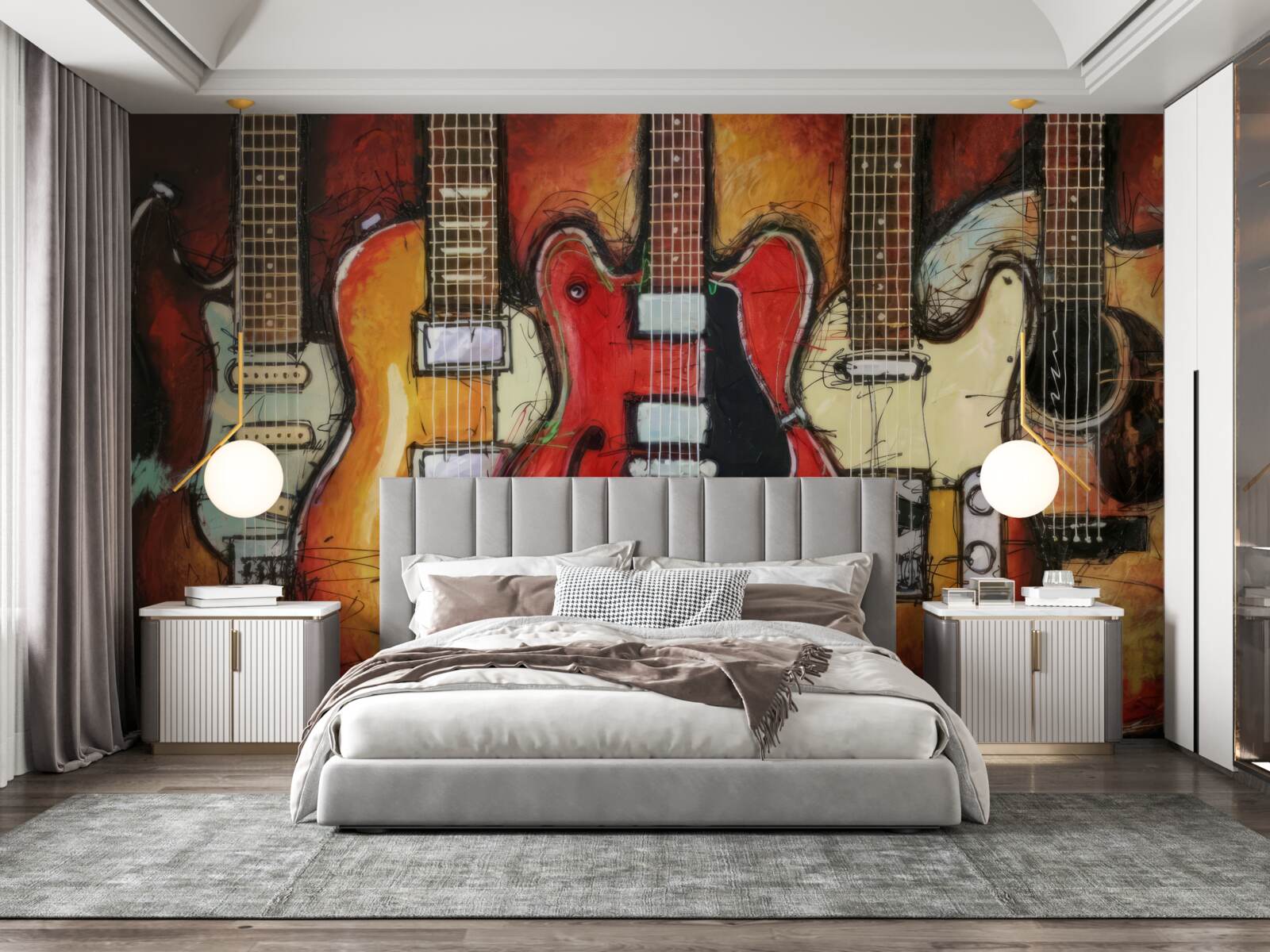 Papier peint guitares de différents modèles