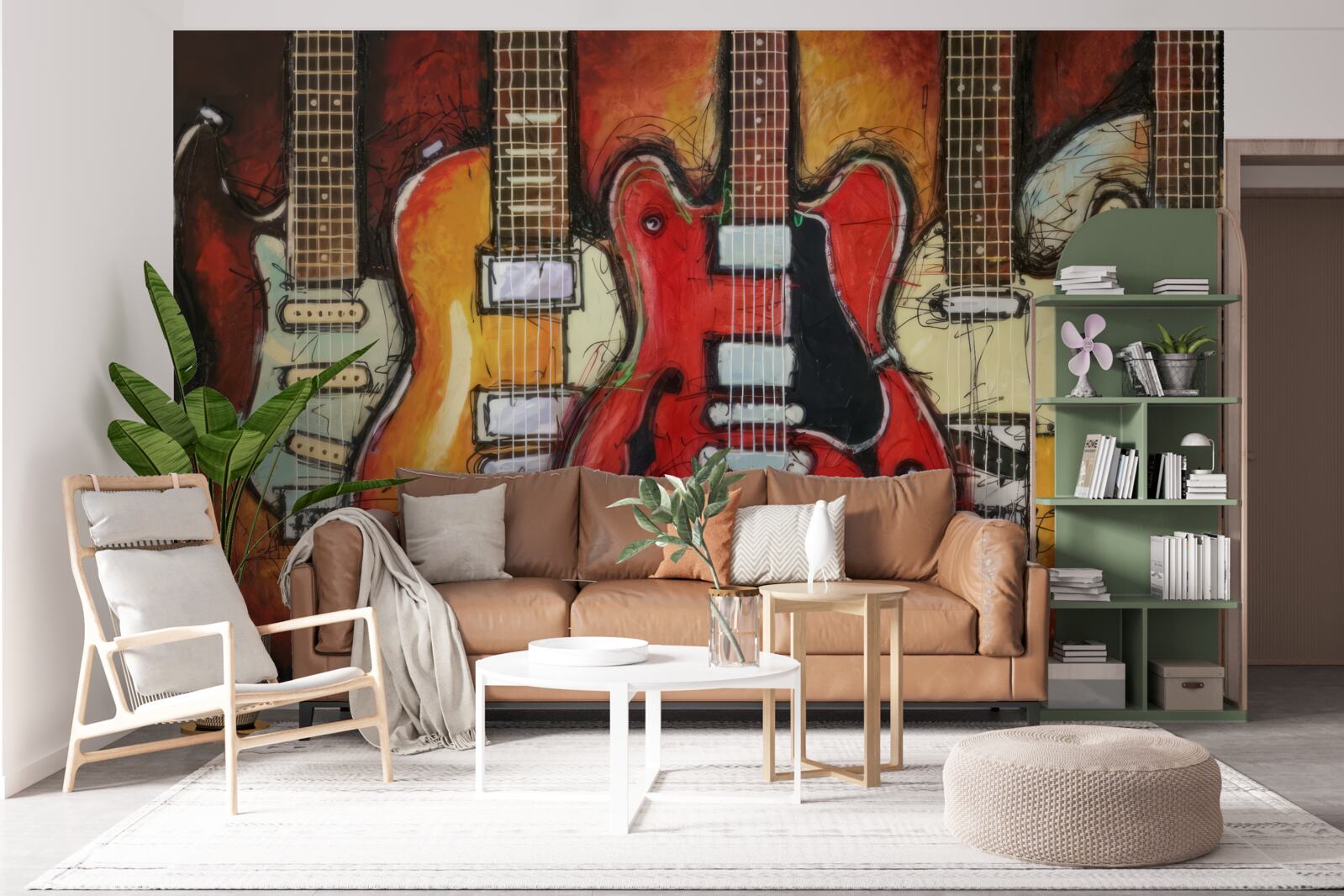 Papier peint guitares de différents modèles