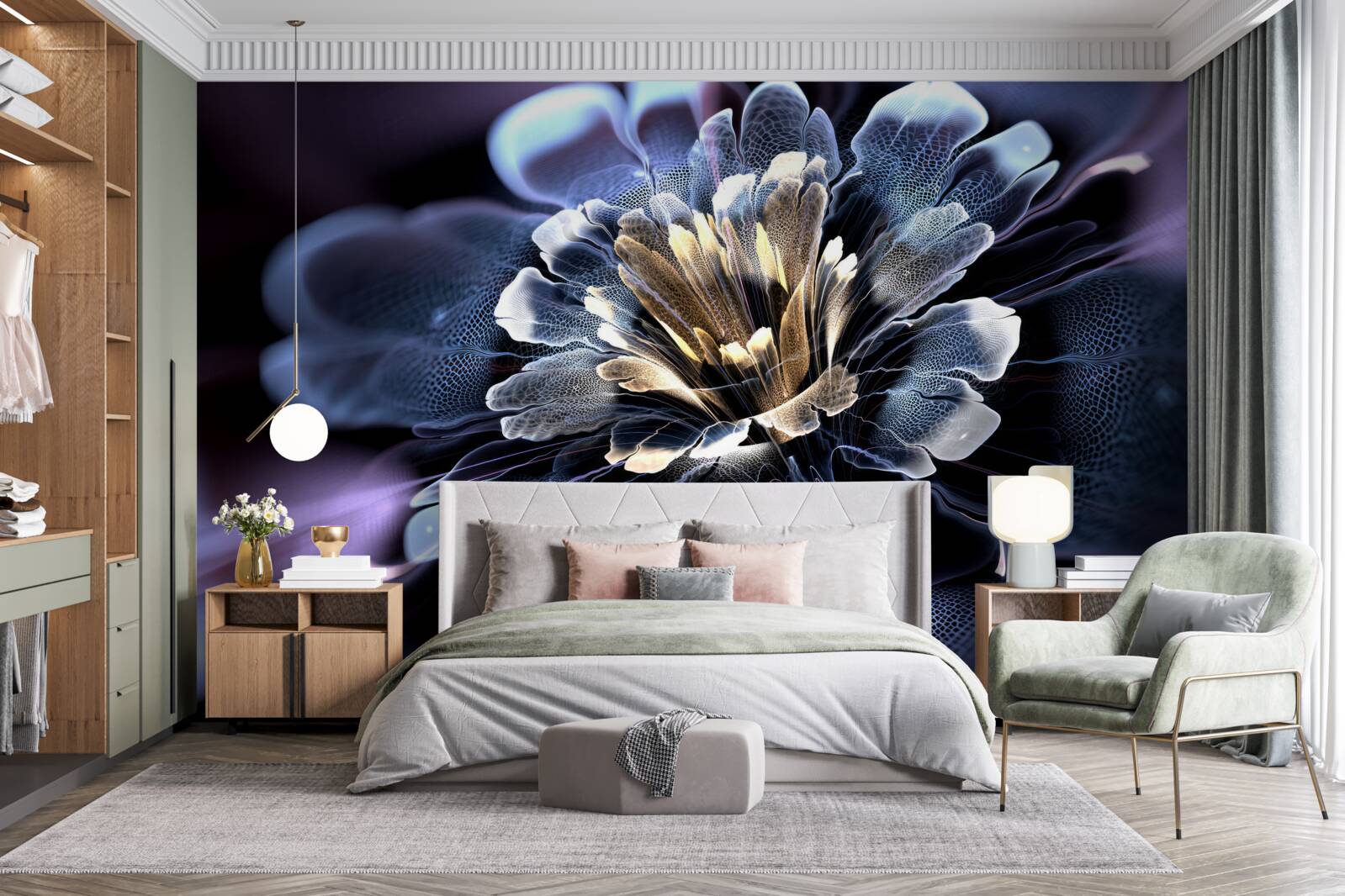 Papier peint grande fleur exotique