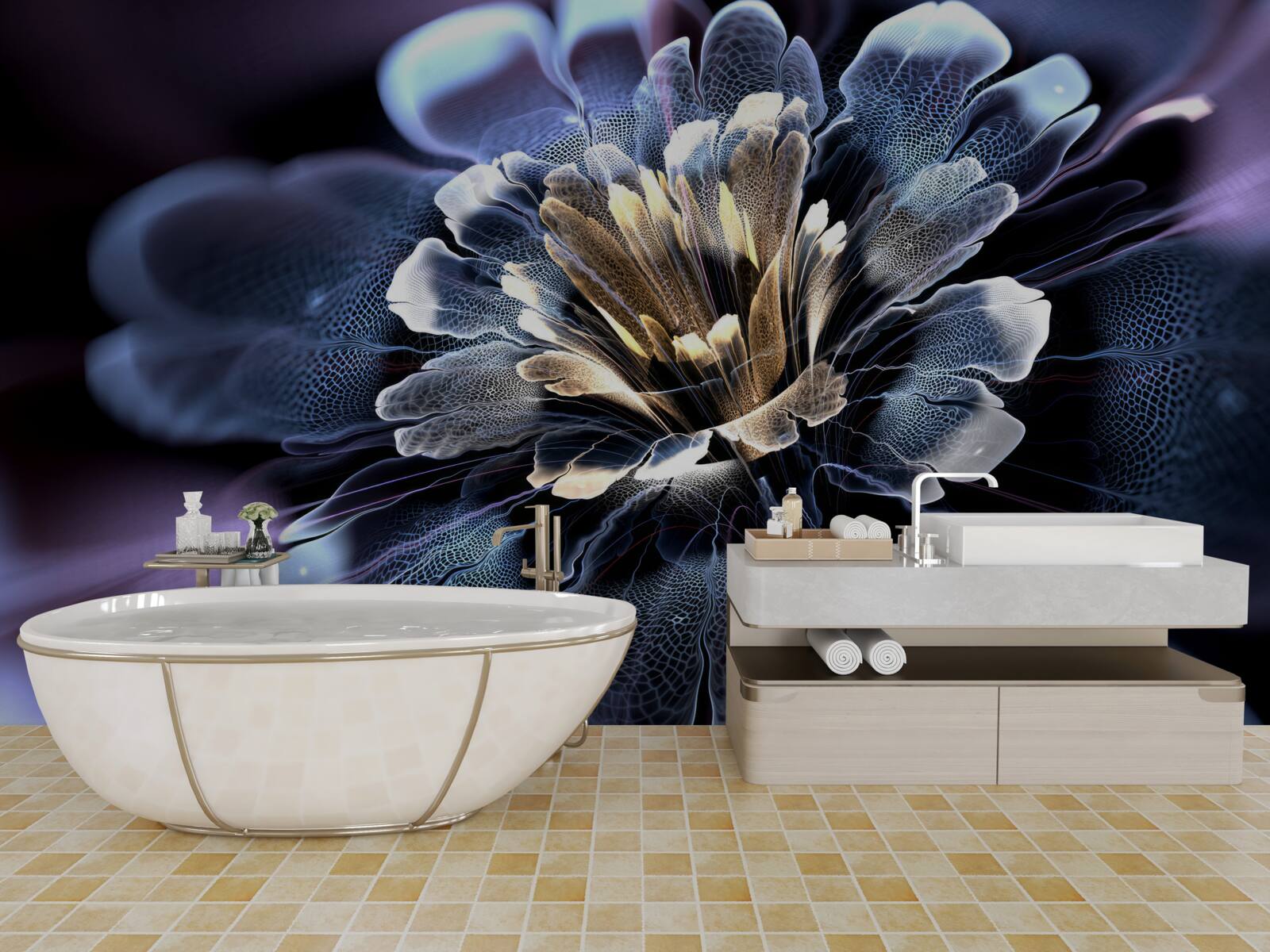 Papier peint grande fleur exotique