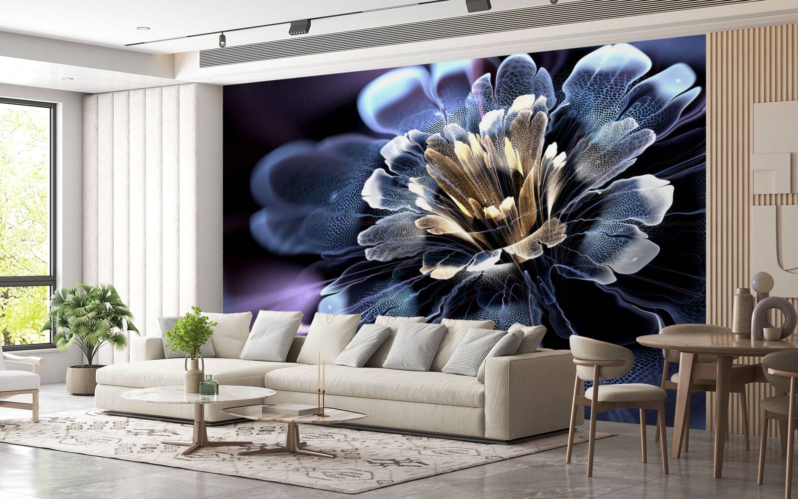 Papier peint grande fleur exotique