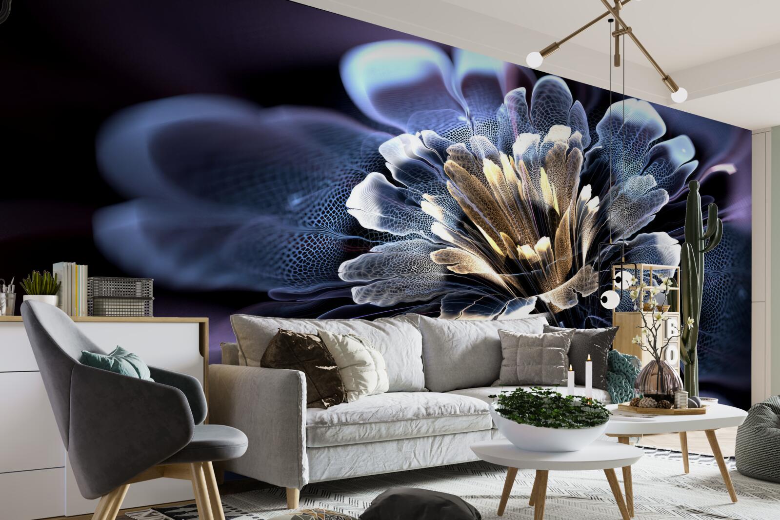 Papier peint grande fleur exotique