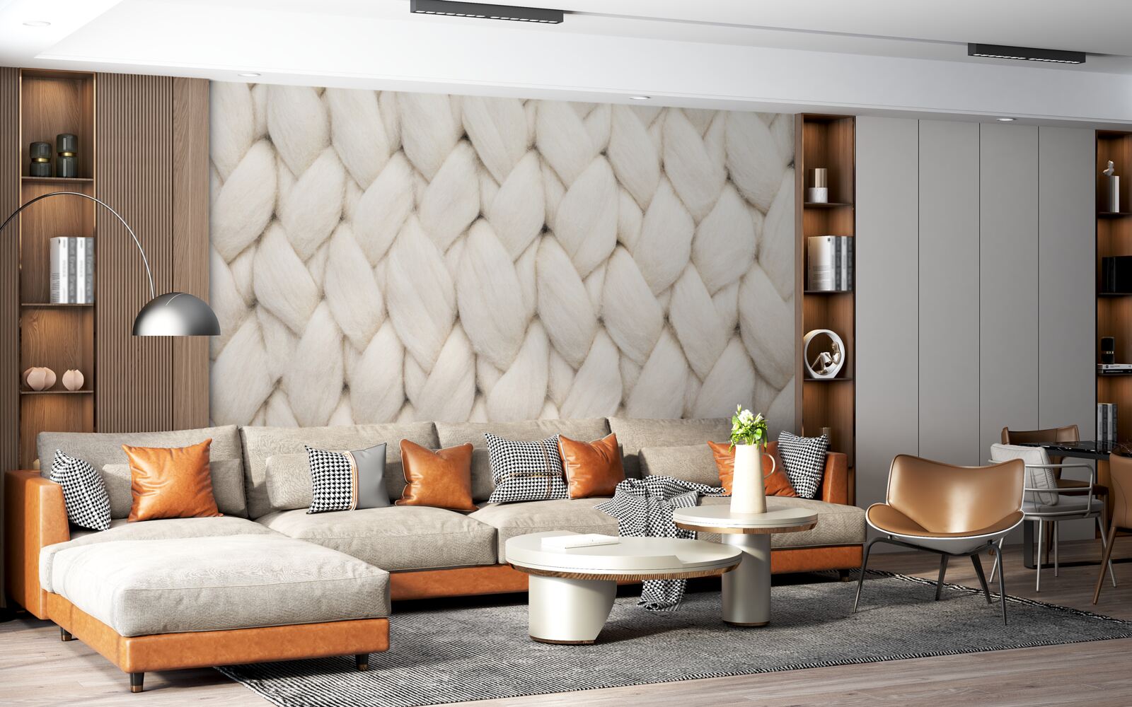 Papier peint tissage avec du fil