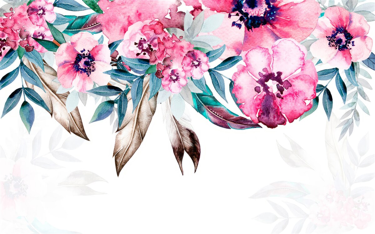 Papier peint des fleurs peintes dans des tons de rose