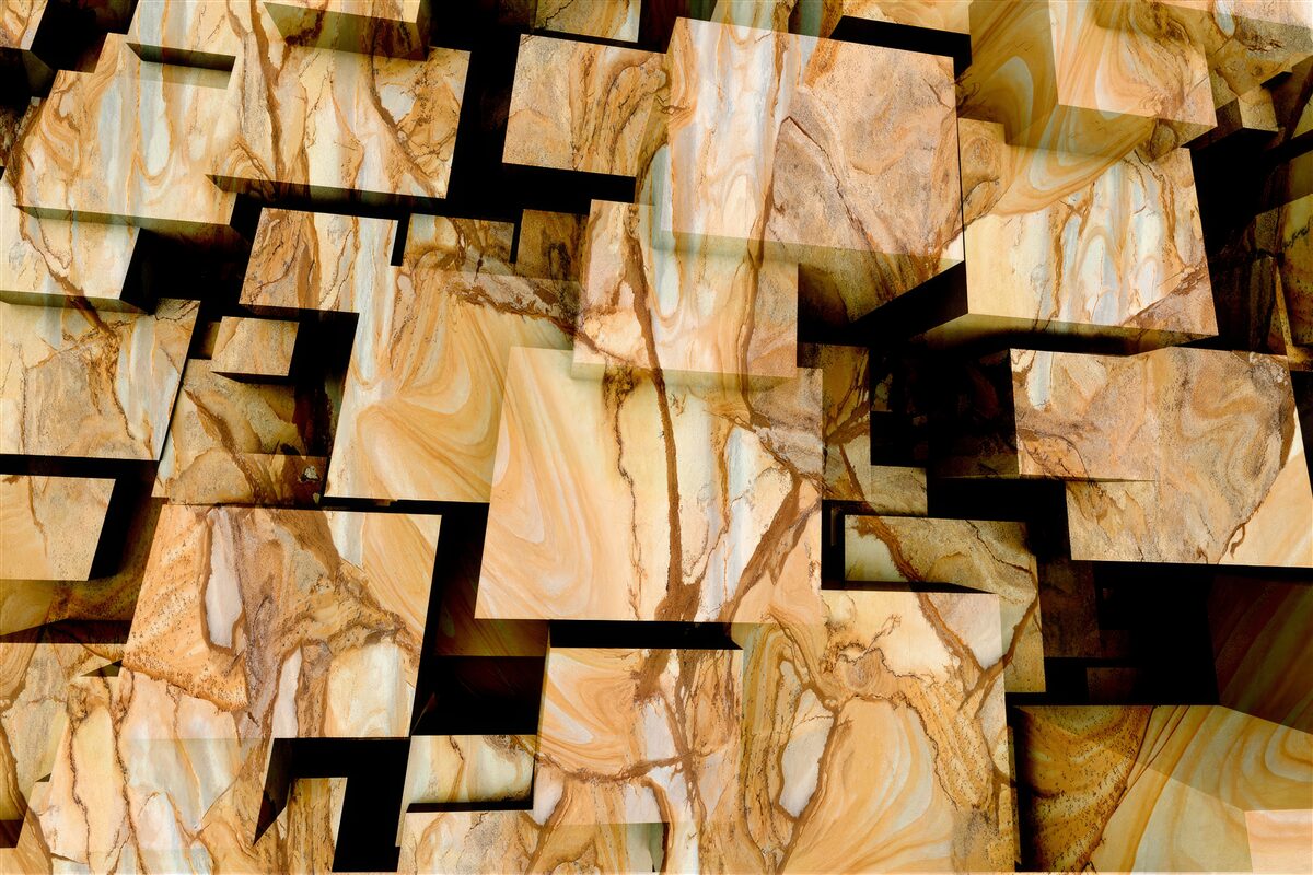 Papier peint carrés bruns tridimensionnels