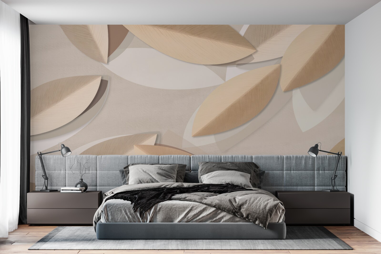 Papier peint les feuilles sont grandes et brunes