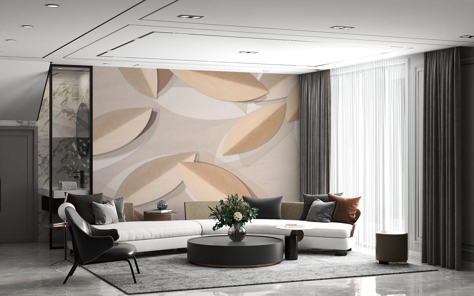 Papier peint les feuilles sont grandes et brunes