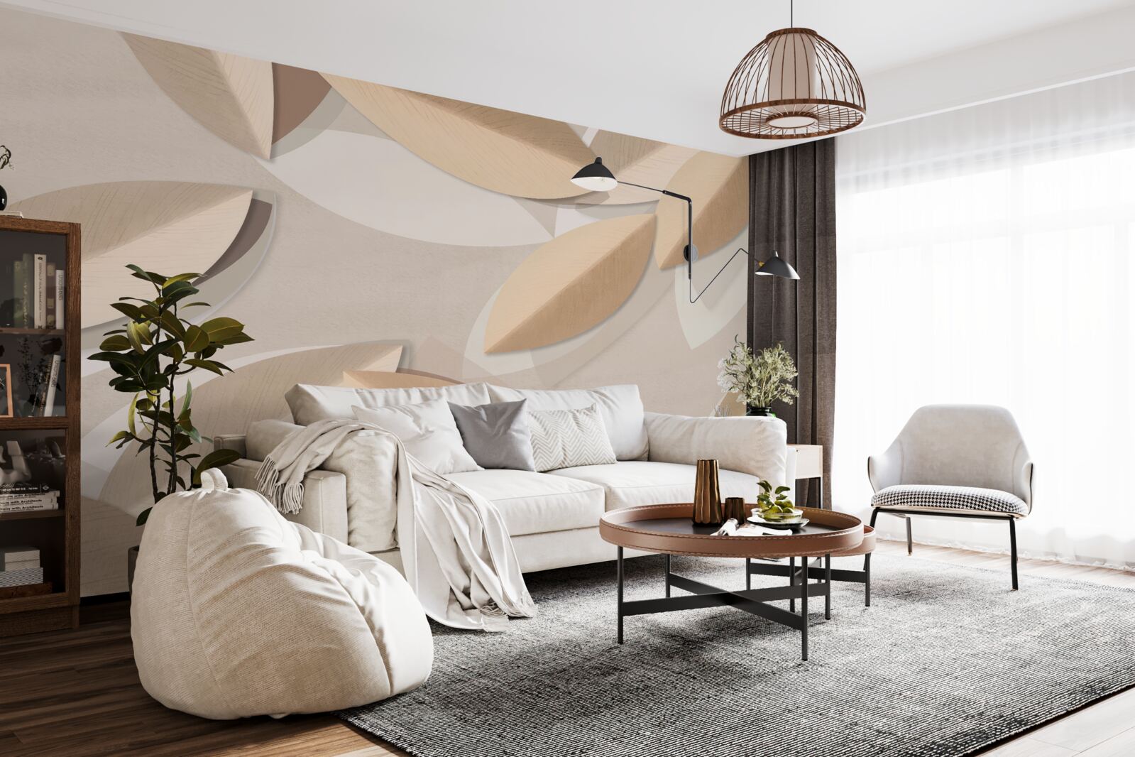 Papier peint les feuilles sont grandes et brunes