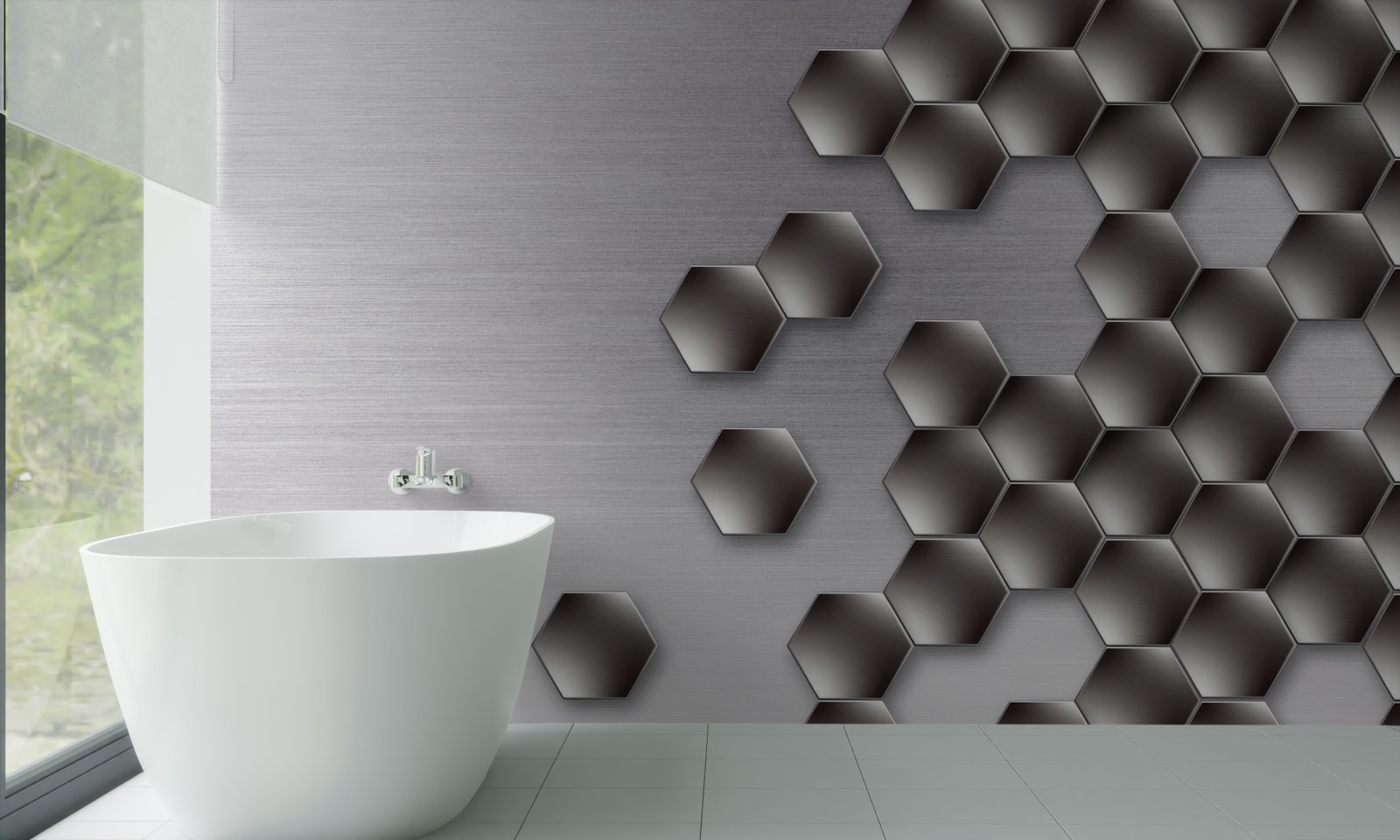 Papier peint petits hexagones noirs