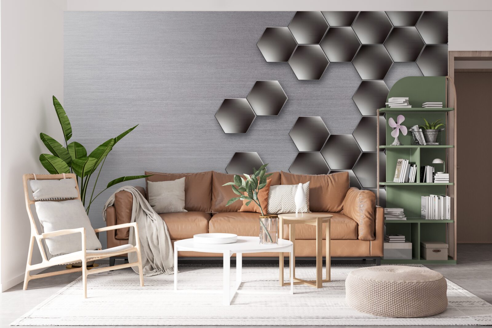 Papier peint petits hexagones noirs