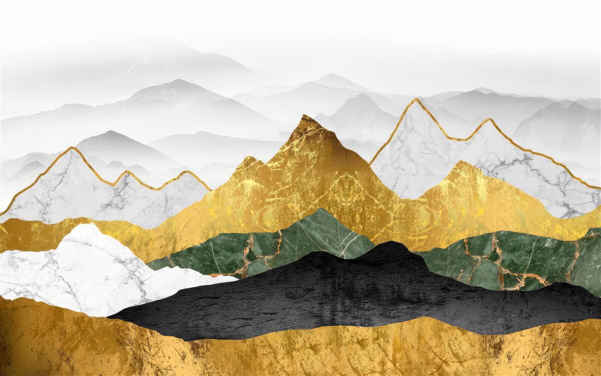 Papier peint rayures de différentes couleurs sur fond de marbre