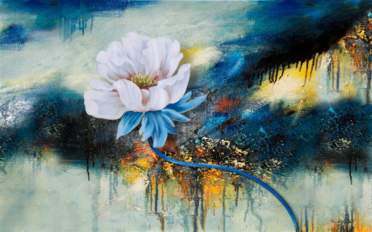 Papier peint grande fleur blanche