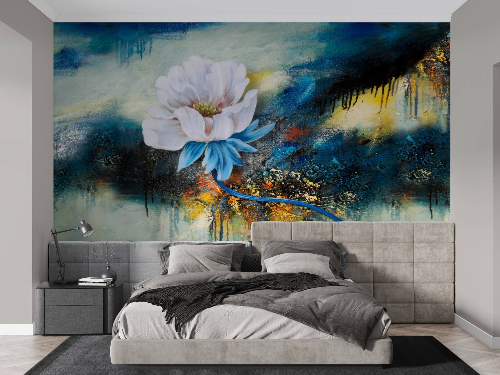 Papier peint grande fleur blanche