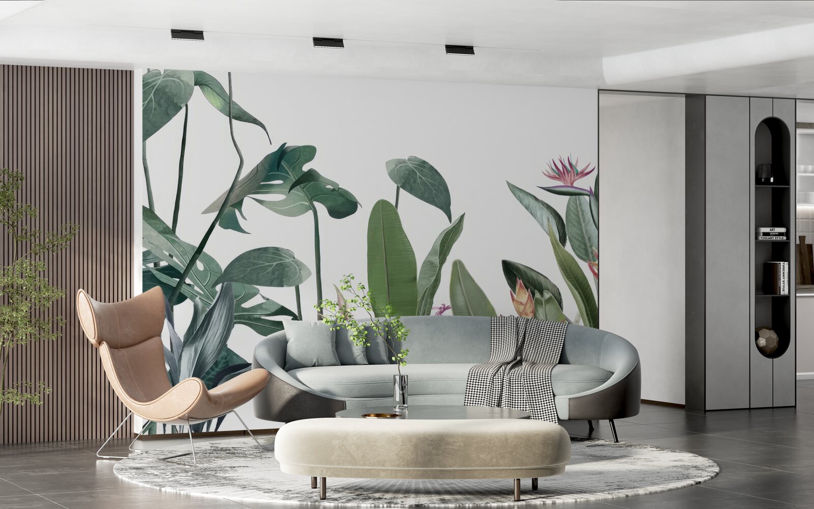 Papier peint feuilles de diverses plantes tropicales