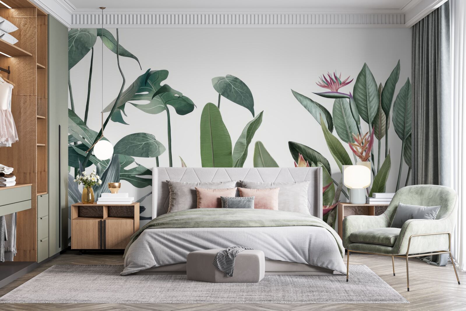 Papier peint feuilles de diverses plantes tropicales