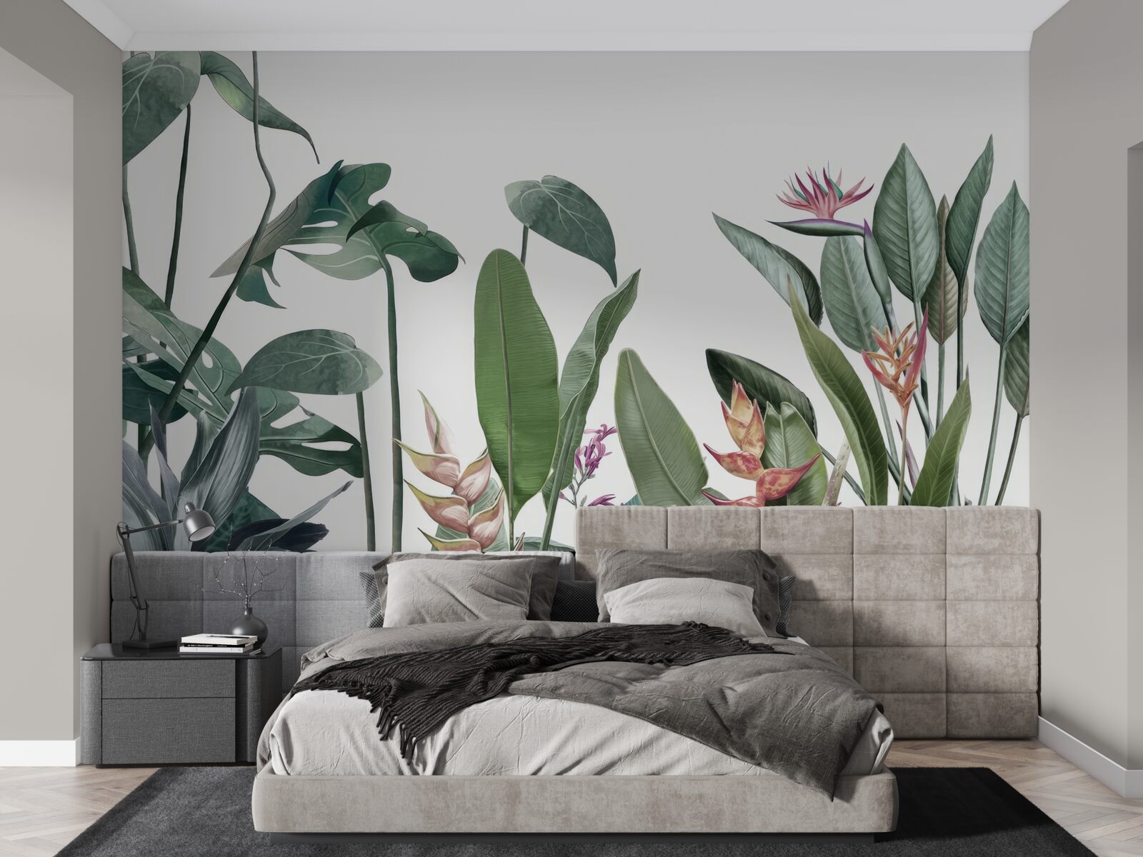 Papier peint feuilles de diverses plantes tropicales