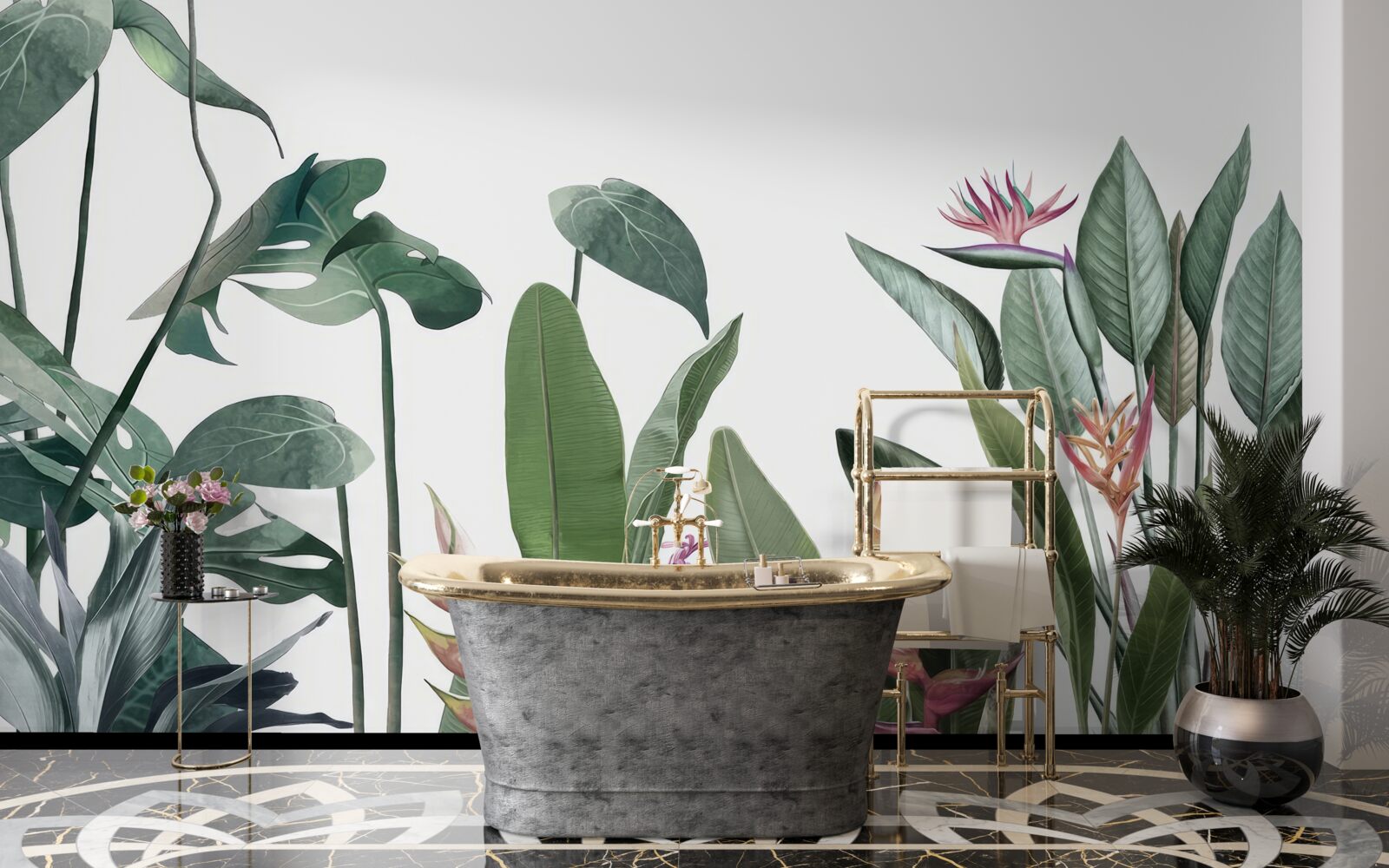 Papier peint feuilles de diverses plantes tropicales