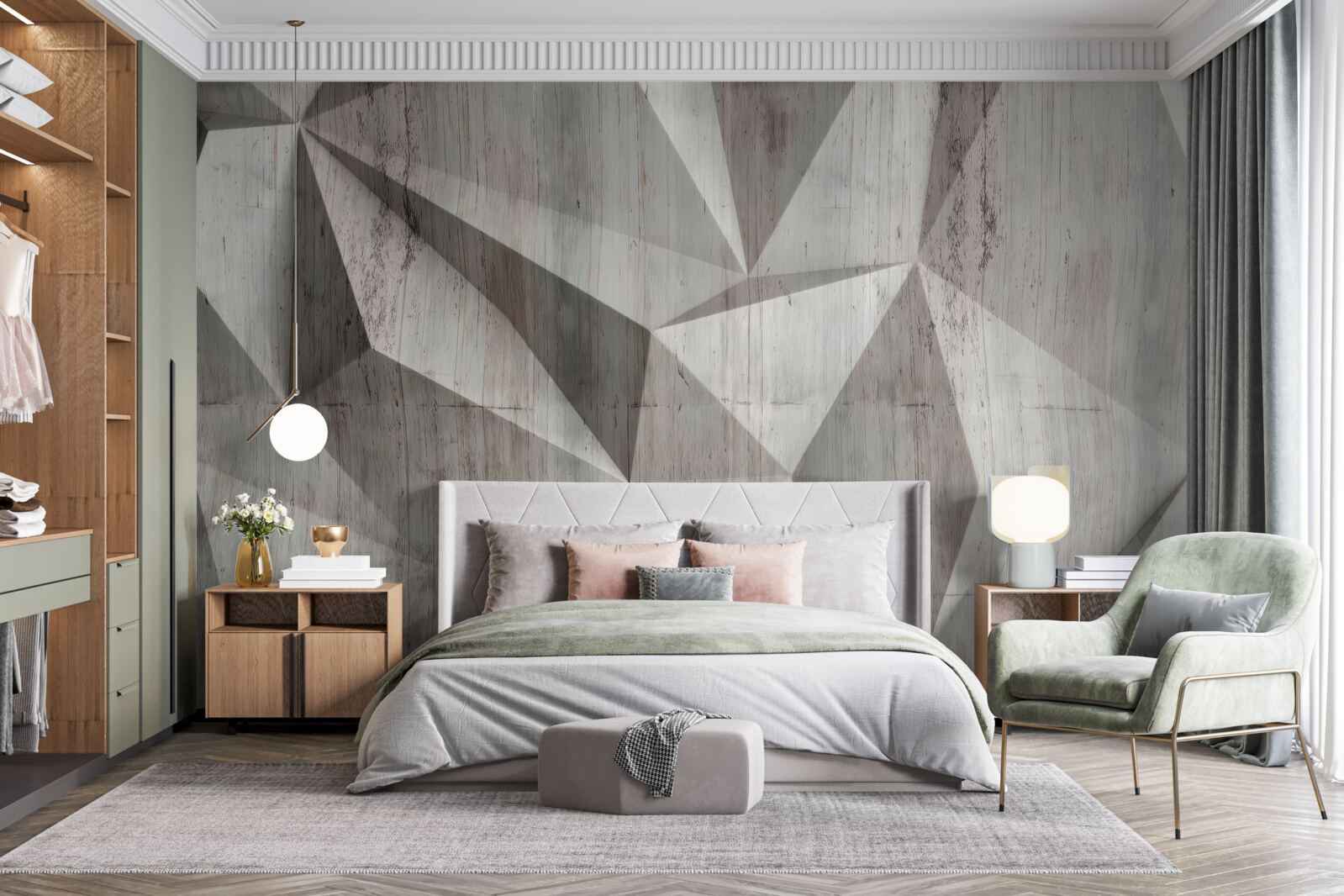 Papier peint surface avec des formes géométriques convexes