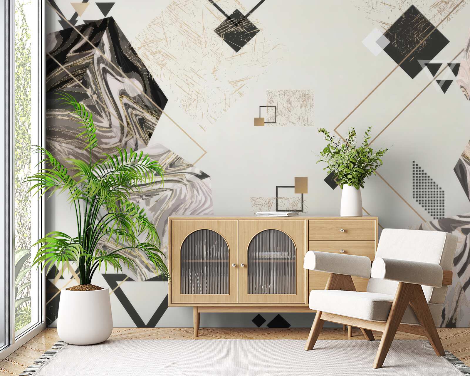 Papier peint cubes rayés avec effet 3D