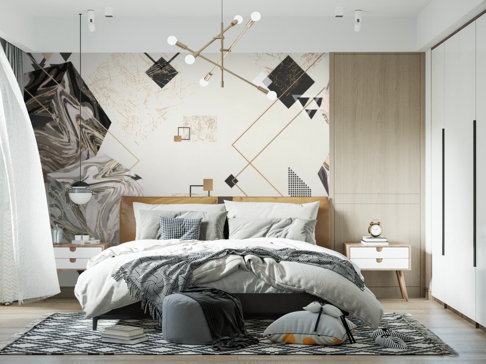 Papier peint cubes rayés avec effet 3D