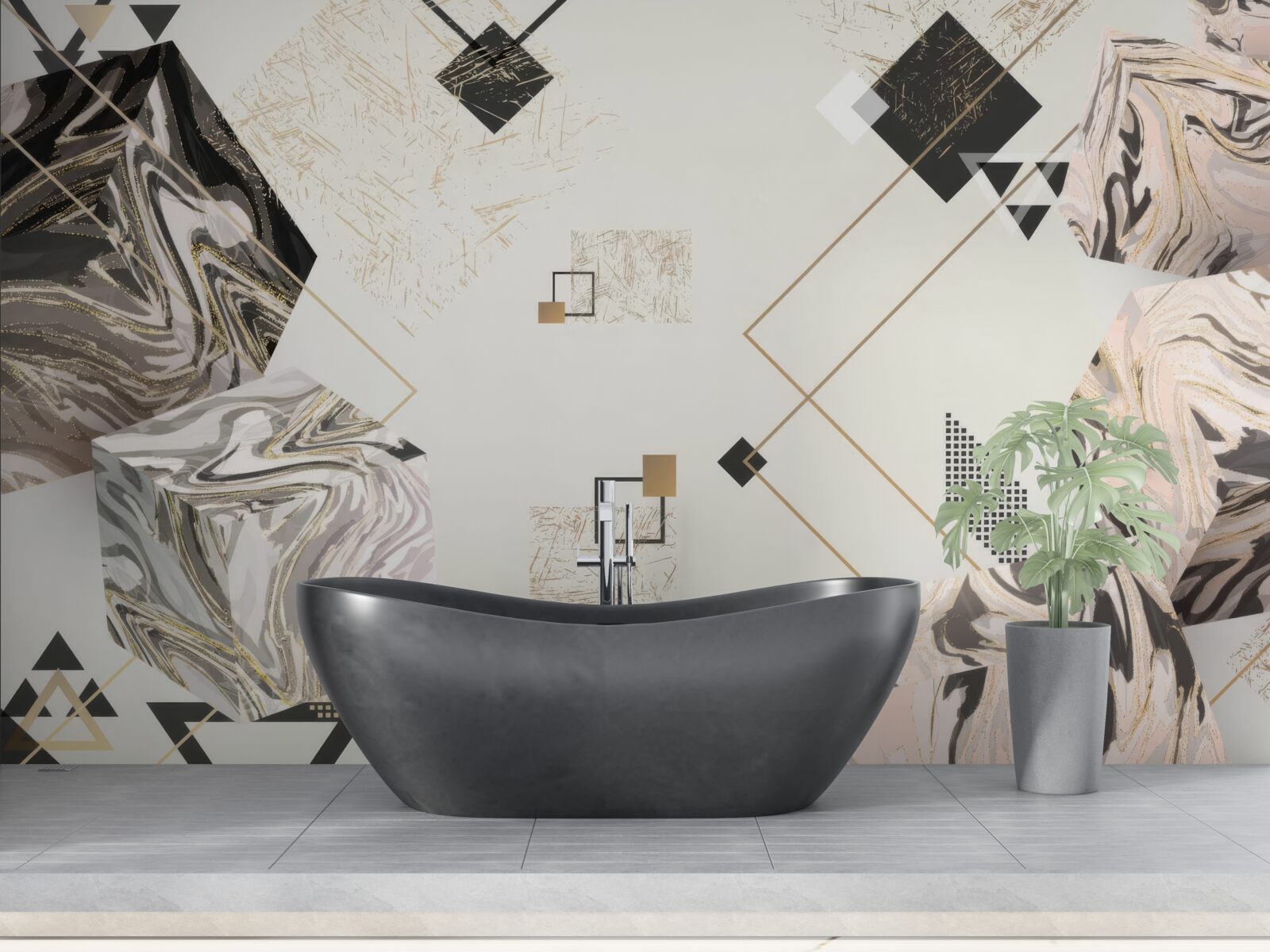 Papier peint cubes rayés avec effet 3D