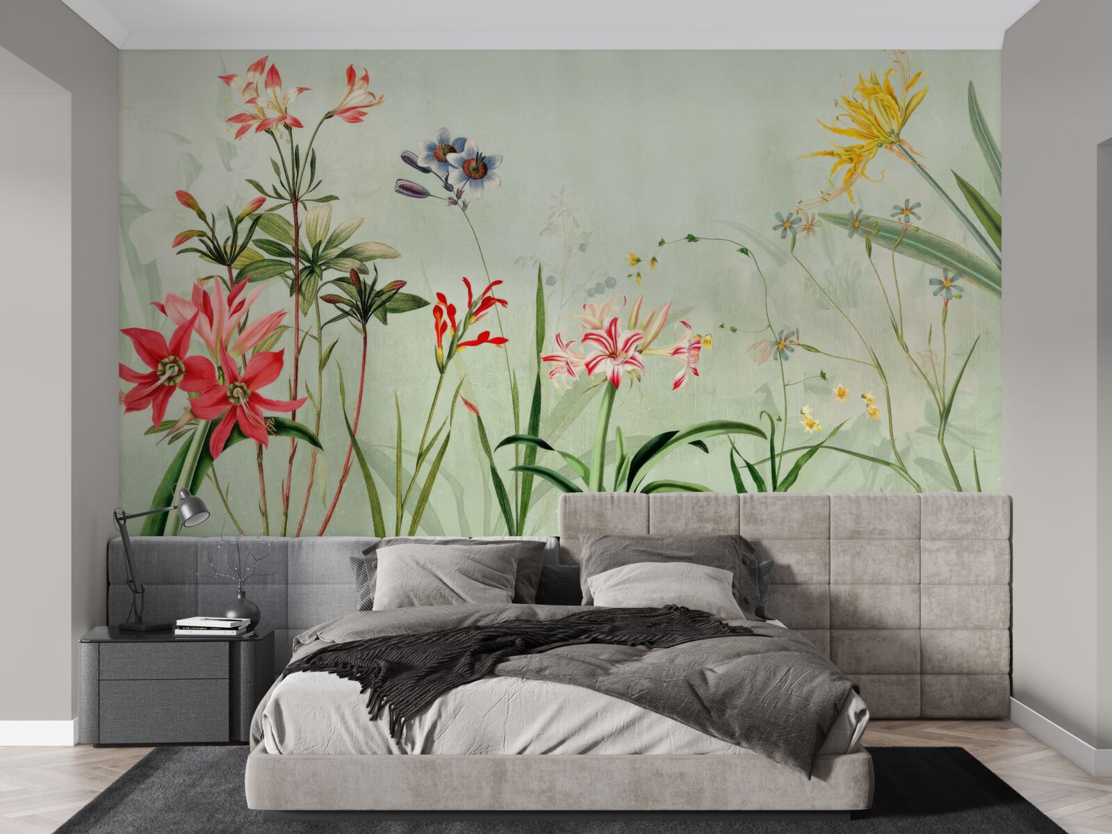 Papier peint la brume enveloppait les fleurs