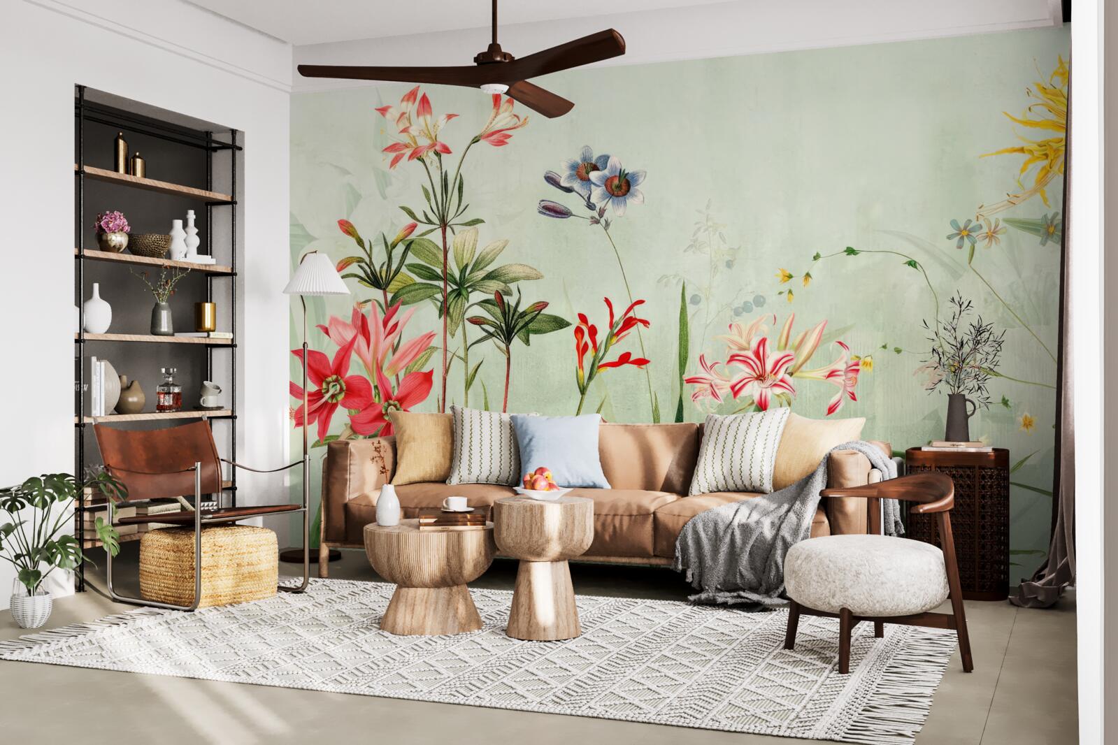 Papier peint la brume enveloppait les fleurs