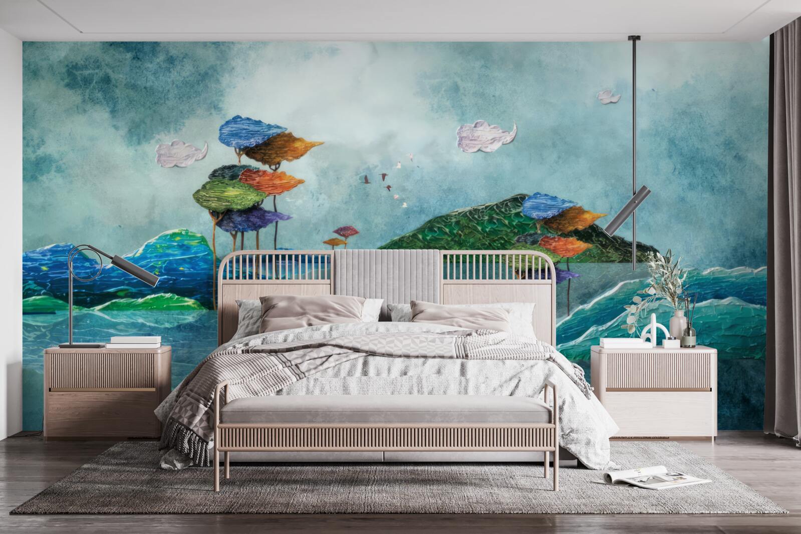 Papier peint île représentée dans le tableau