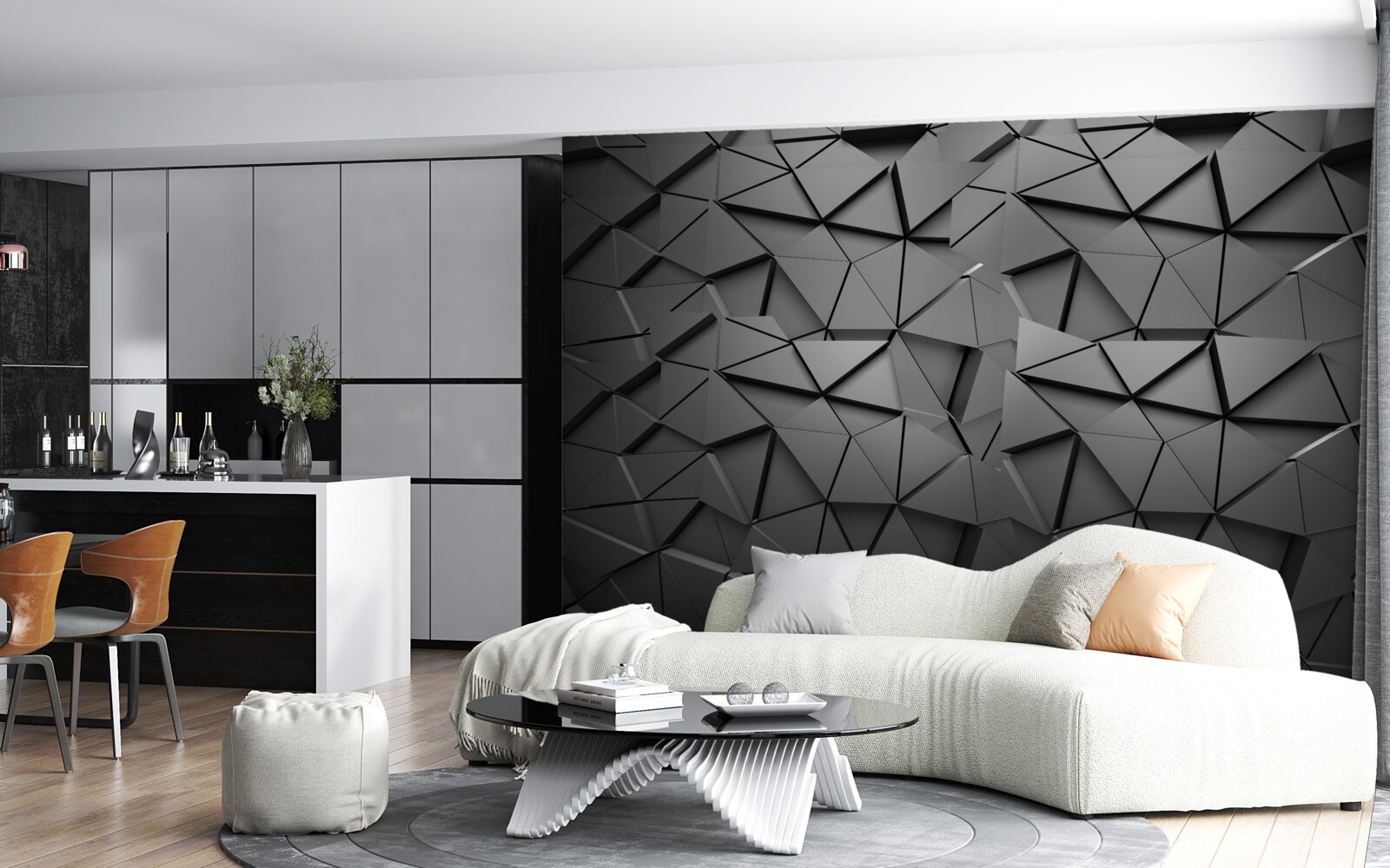 Papier peint figures grises avec volume