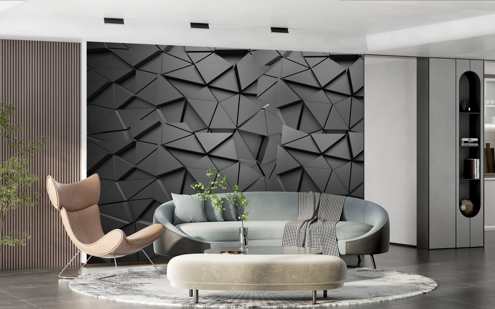 Papier peint figures grises avec volume