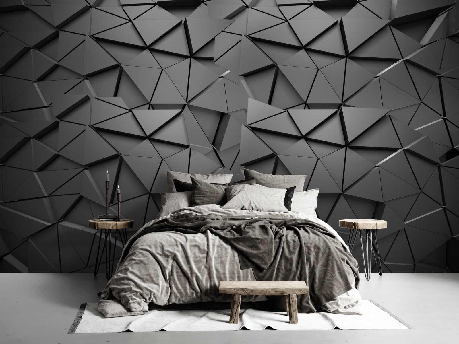 Papier peint figures grises avec volume