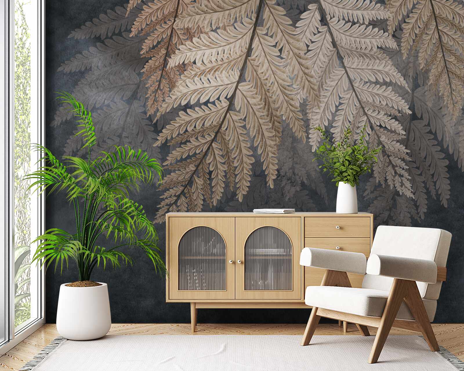 Papier peint feuilles tombant sur un fond sombre