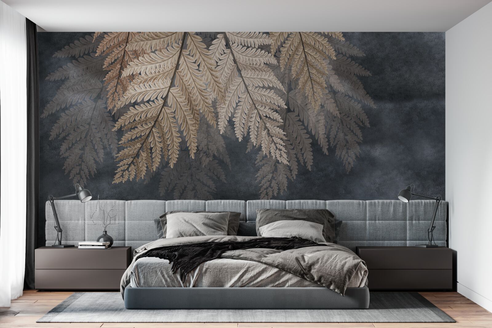 Papier peint feuilles tombant sur un fond sombre